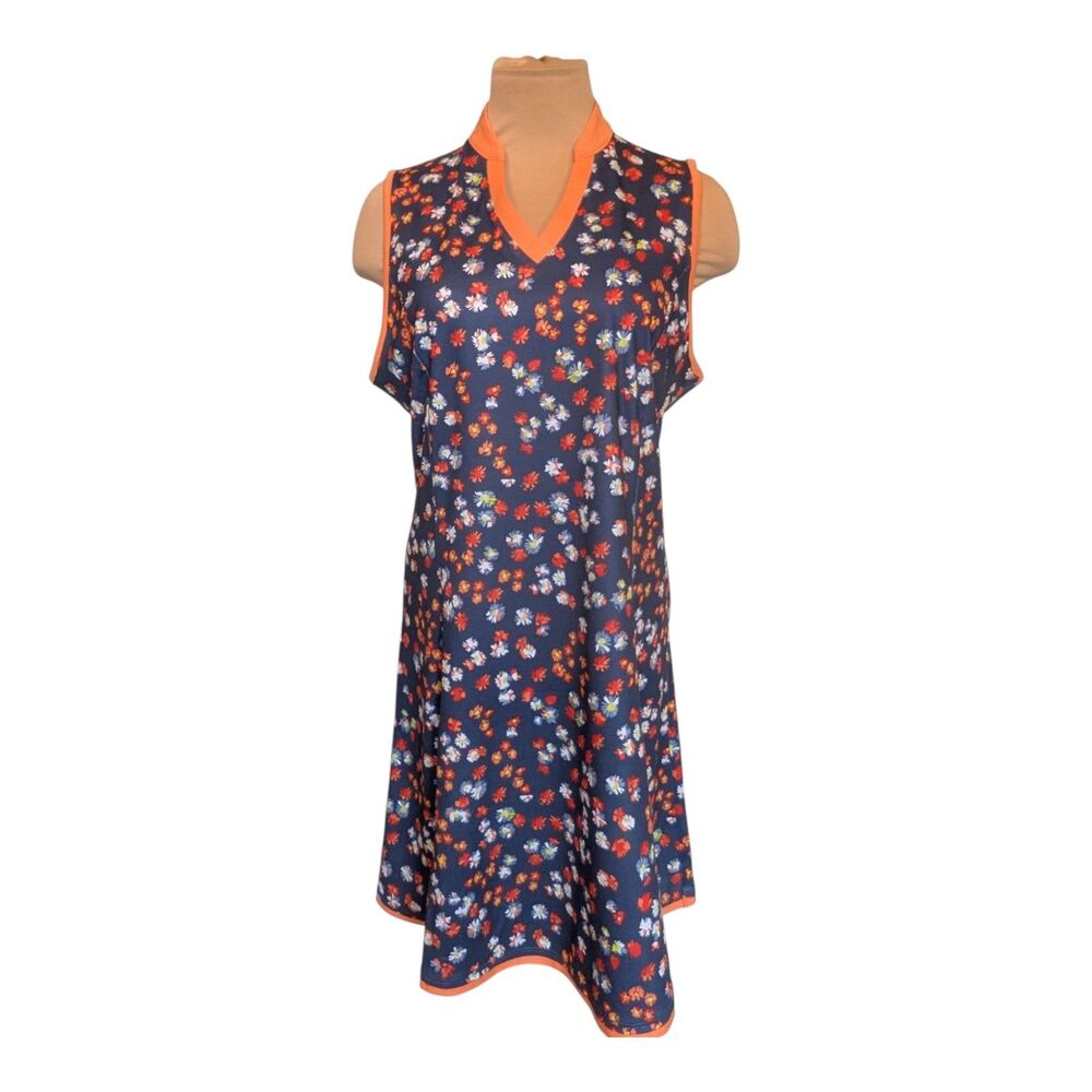 Callaway Opti Dri Women’s Golf Blue Floral Dress Size Large Sleeveless New